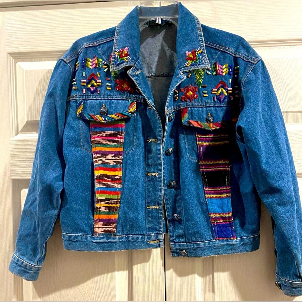 Carole Little Sport Womens Jacket size 8P Artistic Glass Beadwork Patchwork Boho